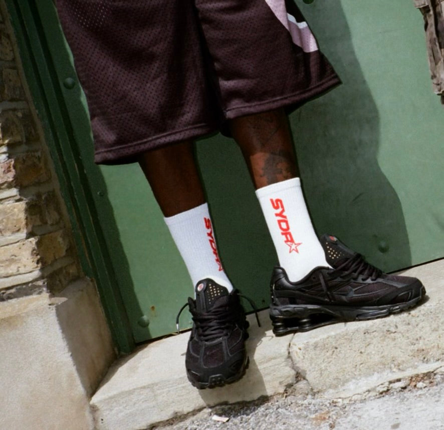 Jagged Star Socks (White & Red)