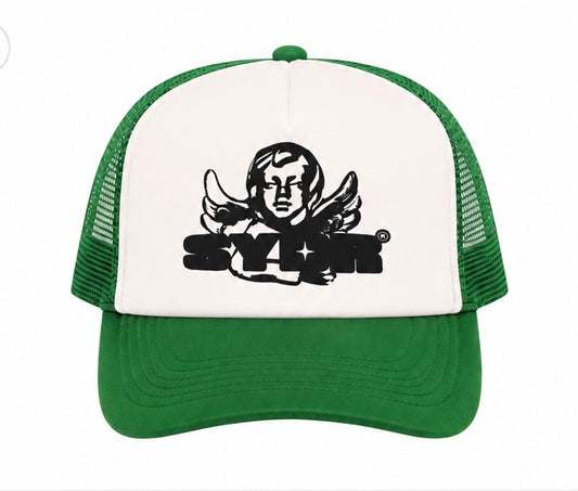 Cherub Trucker Hat (Green & White )