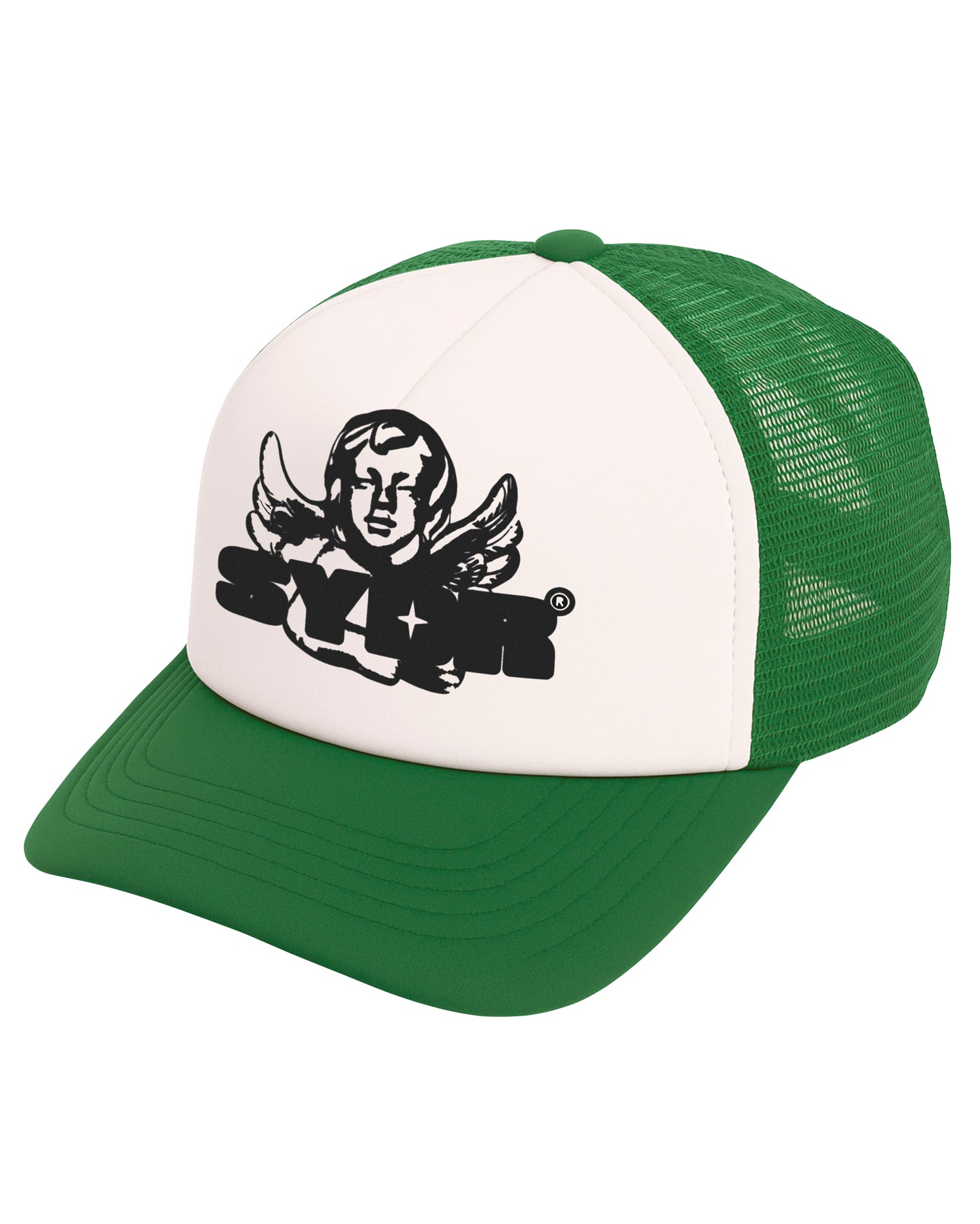Cherub Trucker Hat (Green & White )